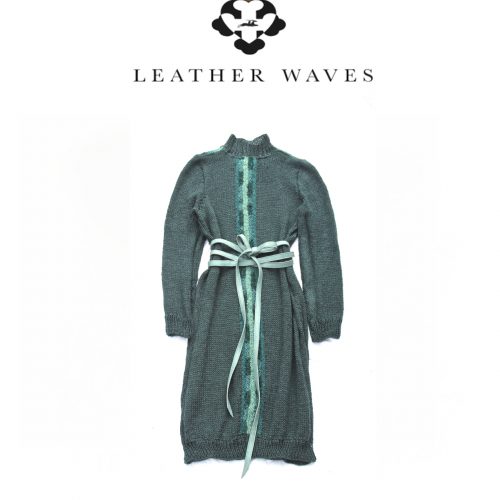 (#13) Knit Dress with multi-wrap leather belt